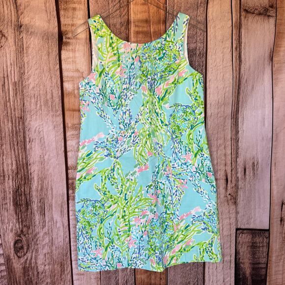 Lilly Pulitzer Dresses & Skirts - Lilly Pulitzer Dress Cathy Skye Blue Heaven Iridescent Lace Back Shift Size 8